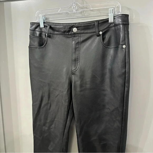Avec Les Filles Anthropologie Lettie Straight Ankle Faux Leather Vegan Pants 6 - Picture 4 of 8